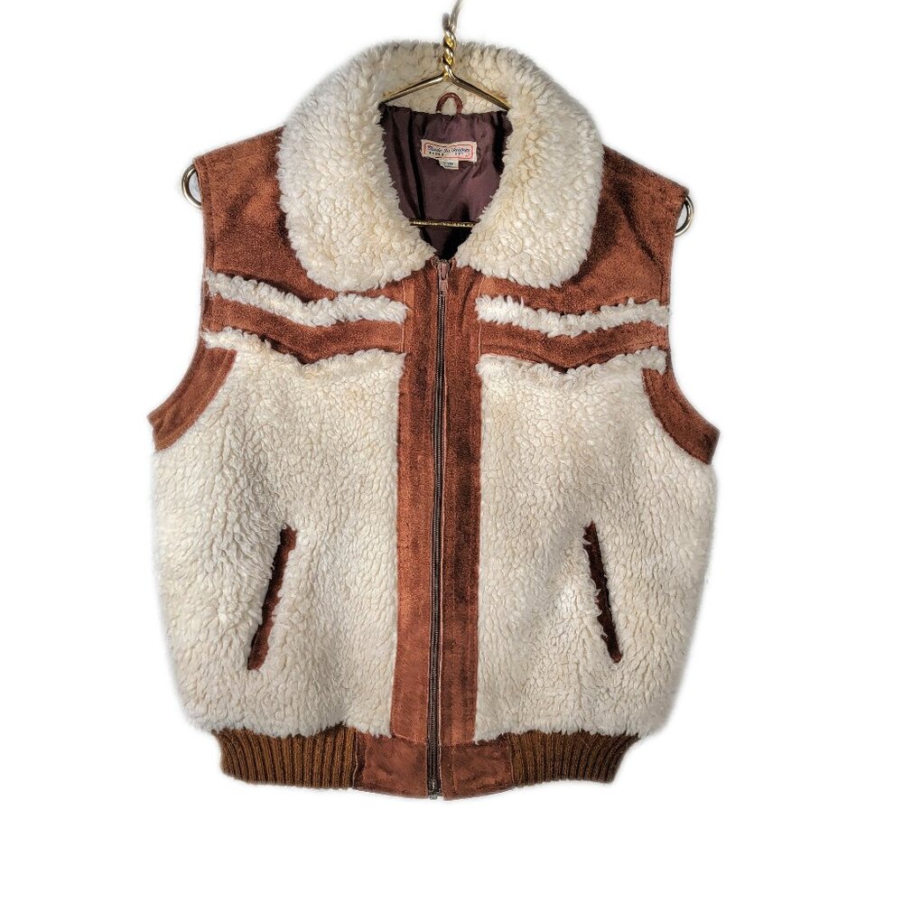 Vintage Vest 100% cowhide sherpa shell 1970s made in Taiwan Style 5280 Size L